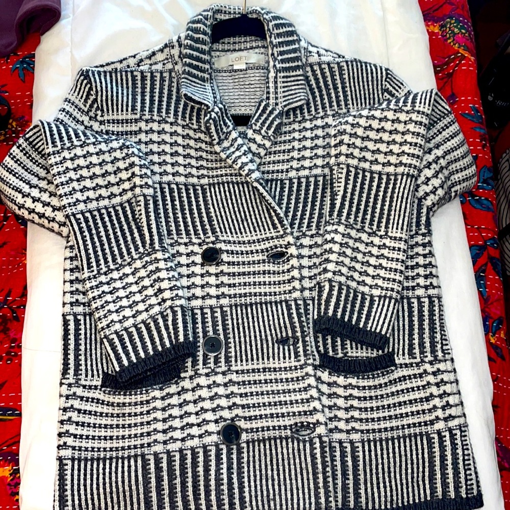 Loft grey and cream sweater/jacket